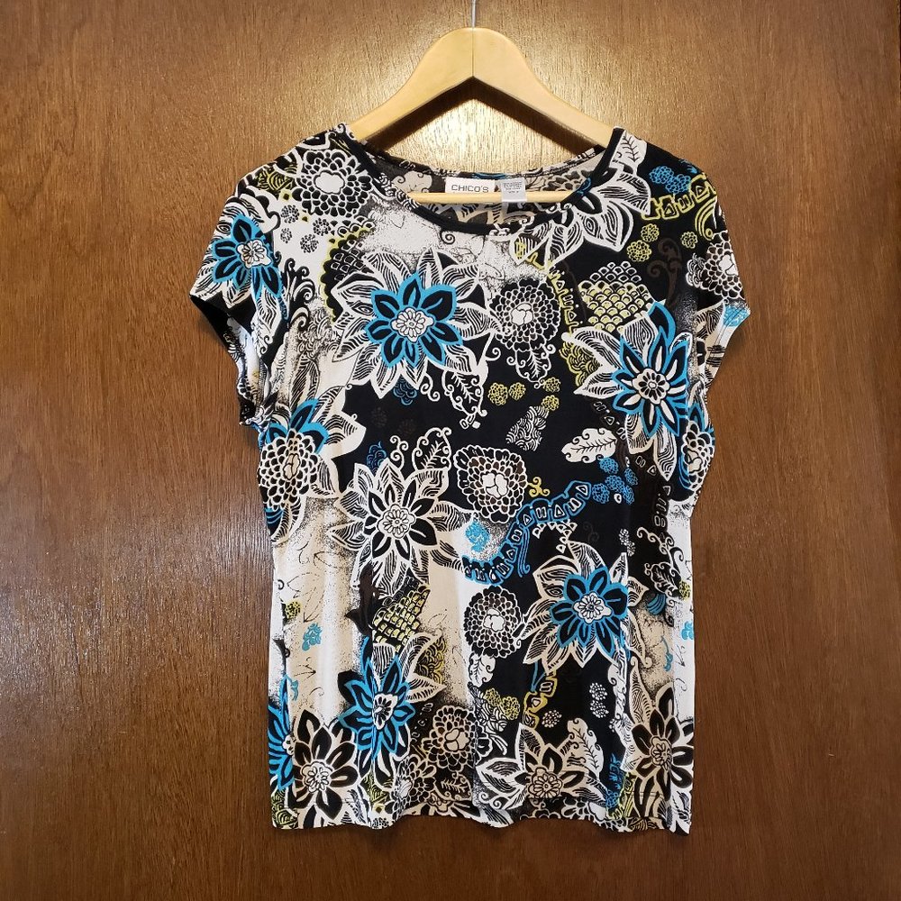 Chico's Travelers short sleeve floral top